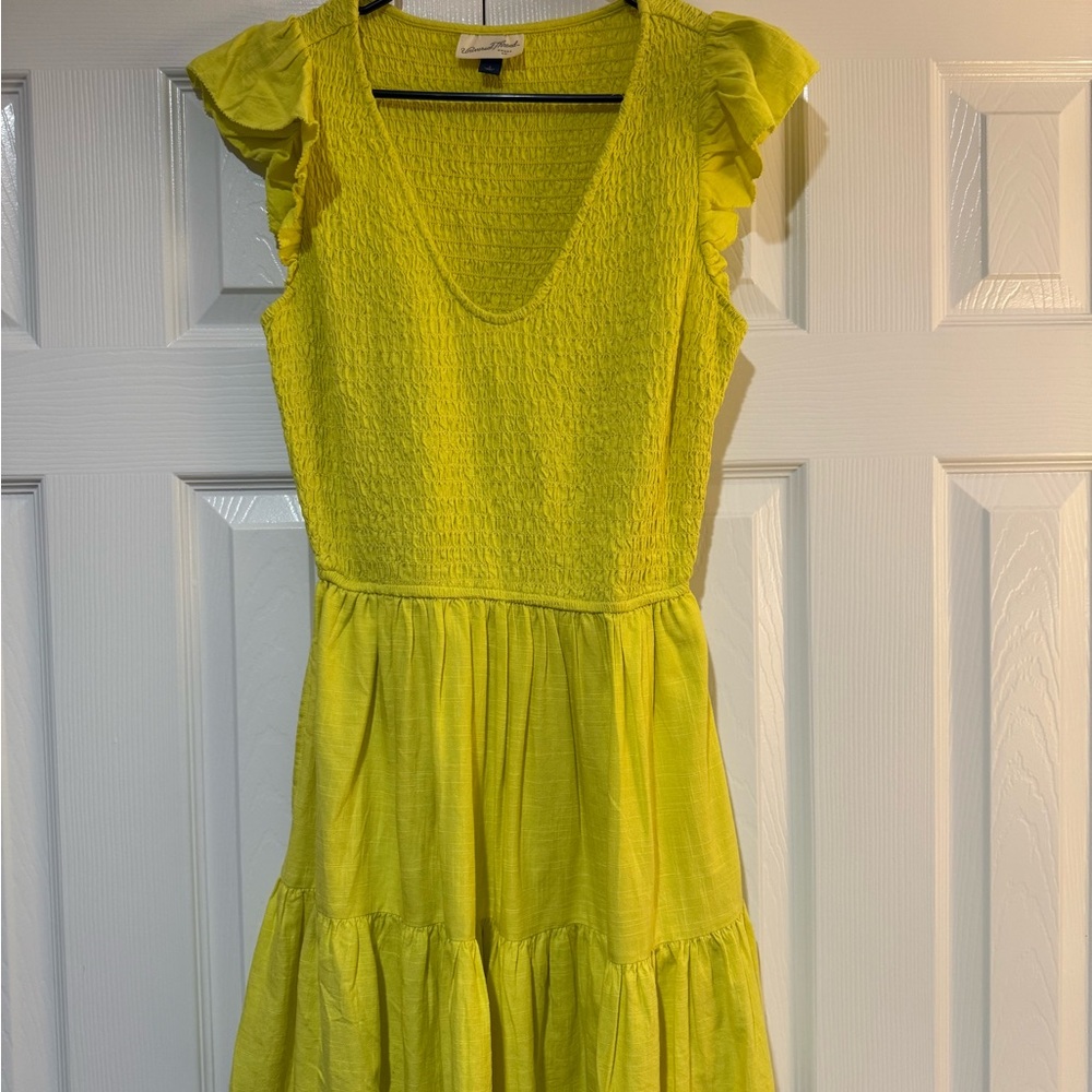 Universal Thread Lime Midi Dress with Ruffle Sleeves
